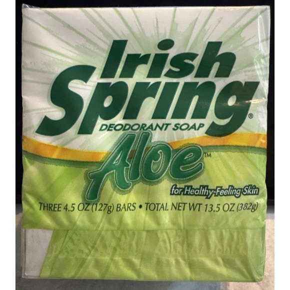 3-Pack Vintage Irish Spring Deodorant Soap ALOE 4.5 oz Bars DISCONTINUED NOS - Picture 1 of 3